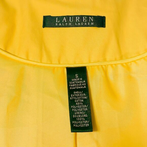 Ralph Lauren Womens Trench Coat Small Yellow Double Breasted Belted Cotton Blend - Picture 3 of 11